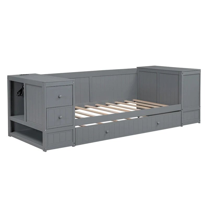 Twin Size Daybed with Storage Arms