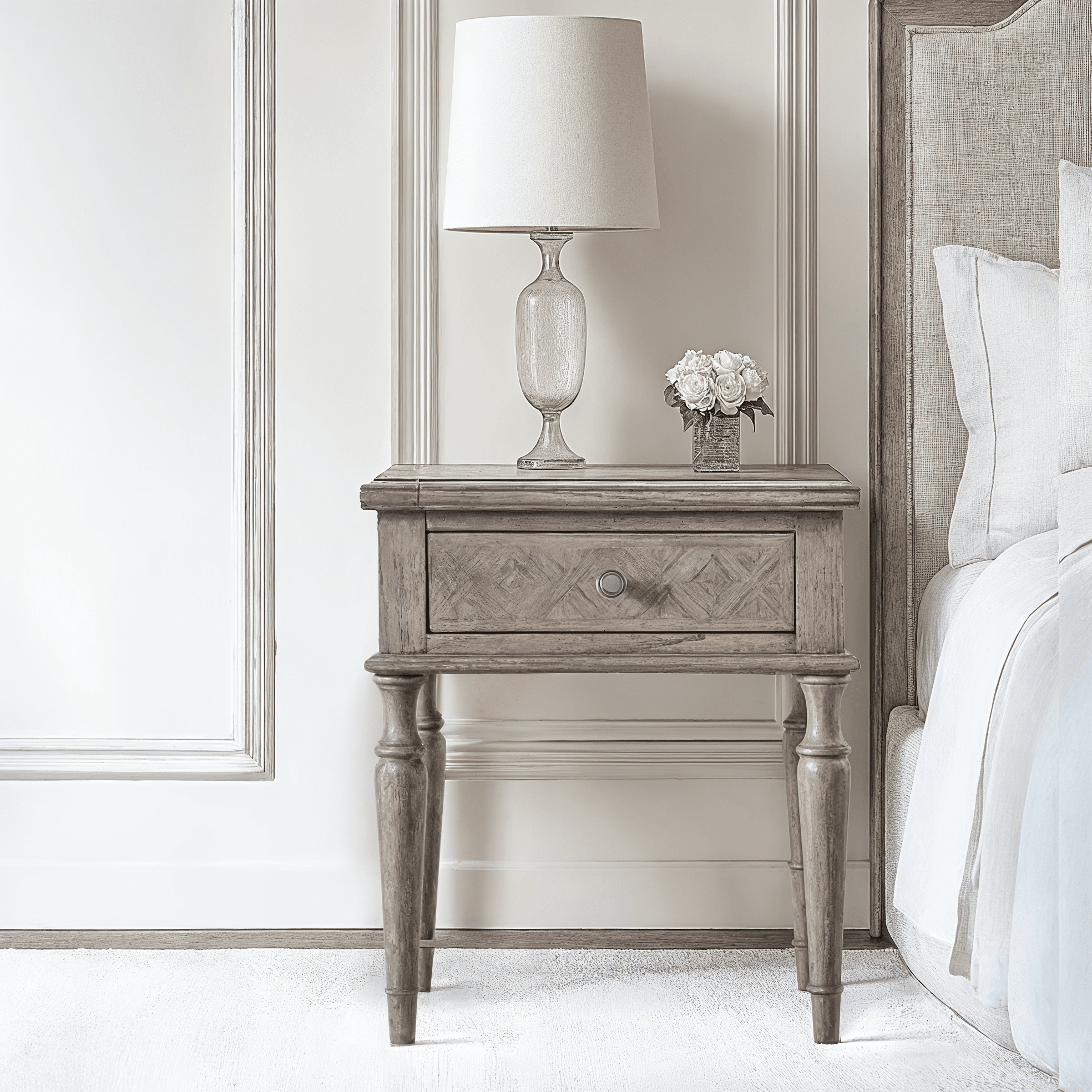 Natural Wood 1 Drawer Bedside Table