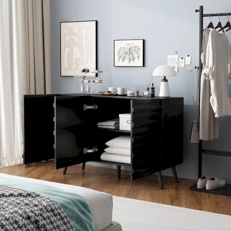 Sleek Black Buffet Cabinet Home Decor Console Table Side Table Wood