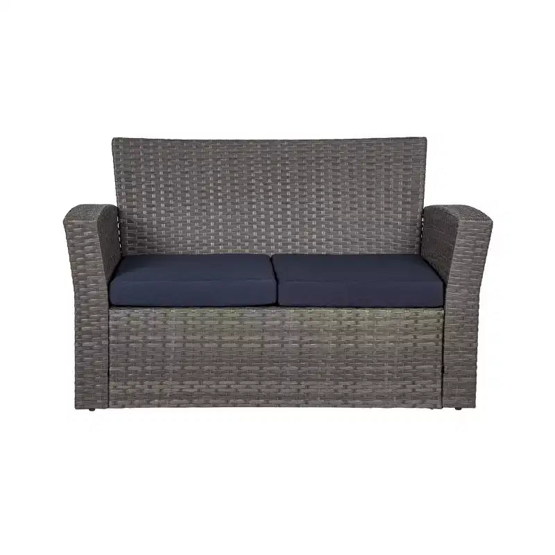 WestinTrends 4 Piece Outdoor Wicker Rattan Conversation Sofa set with Coffee table