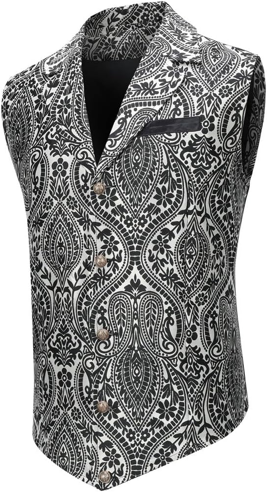 Men's Gothic Steampunk Suit Vest �C Western Waistcoat with Paisley Print