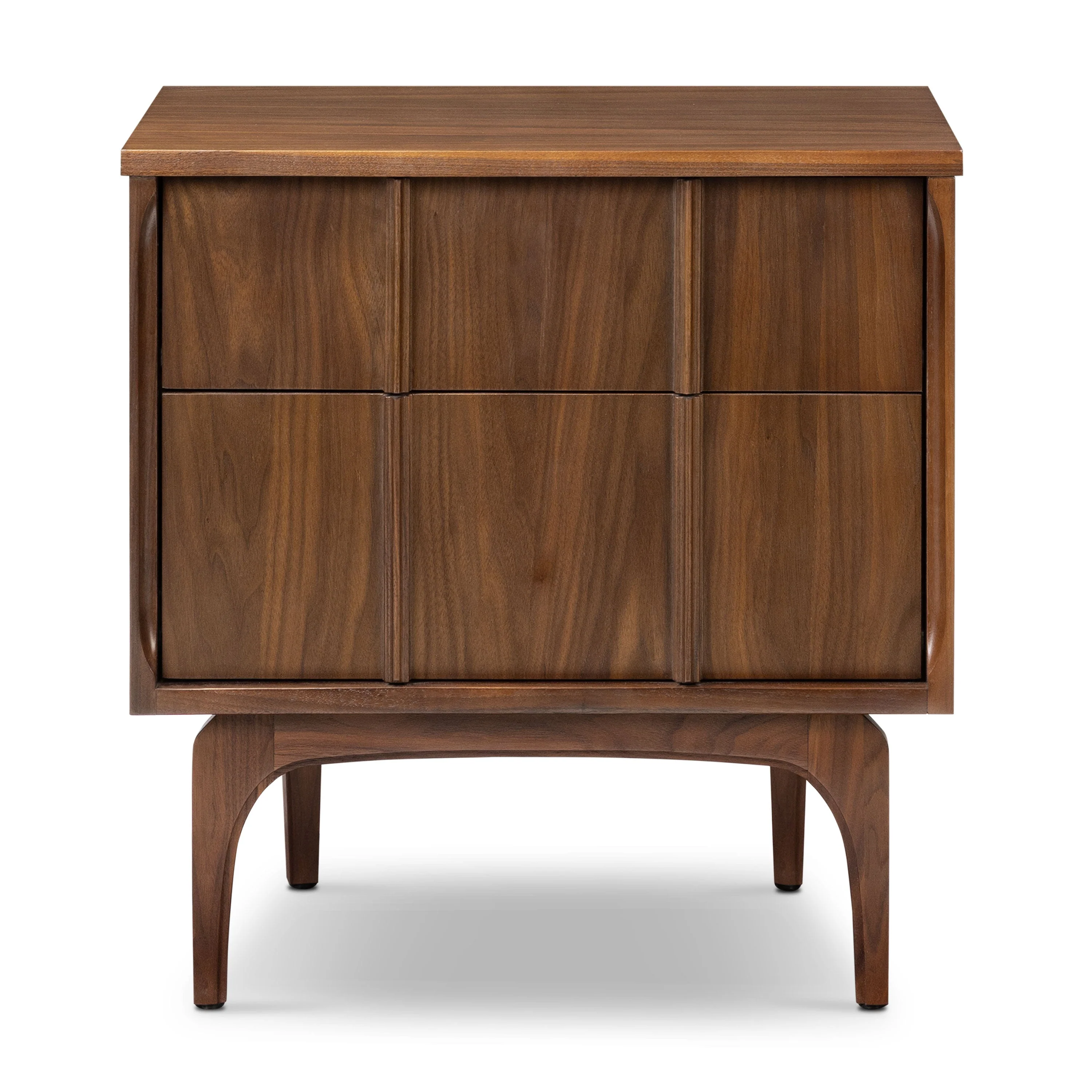 Mid-Century Modern Walnut Walnut Wood Nightstand with Solid Walnut