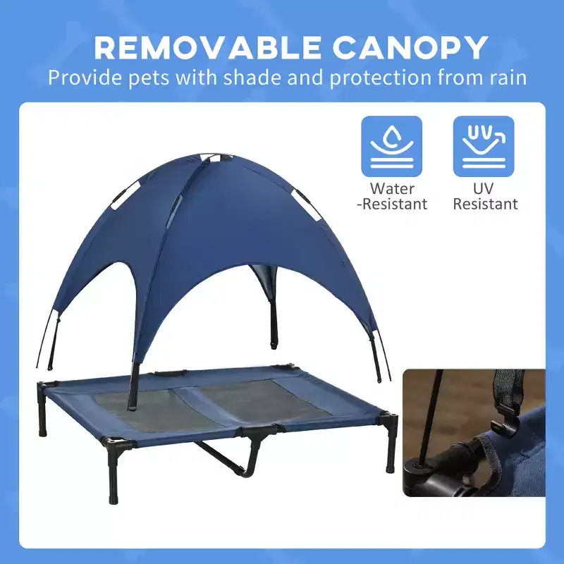 Skyzone 4836 Foldable Elevated Dog Cot with UV-Protective Canopy, Breathable Cooling Pet Bed