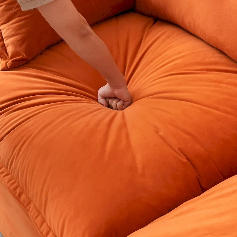 Cloud Sectional Sofa Down Feather Modular Couch L-shaped Velvet Wide Deep Seat Convertible Sofa.