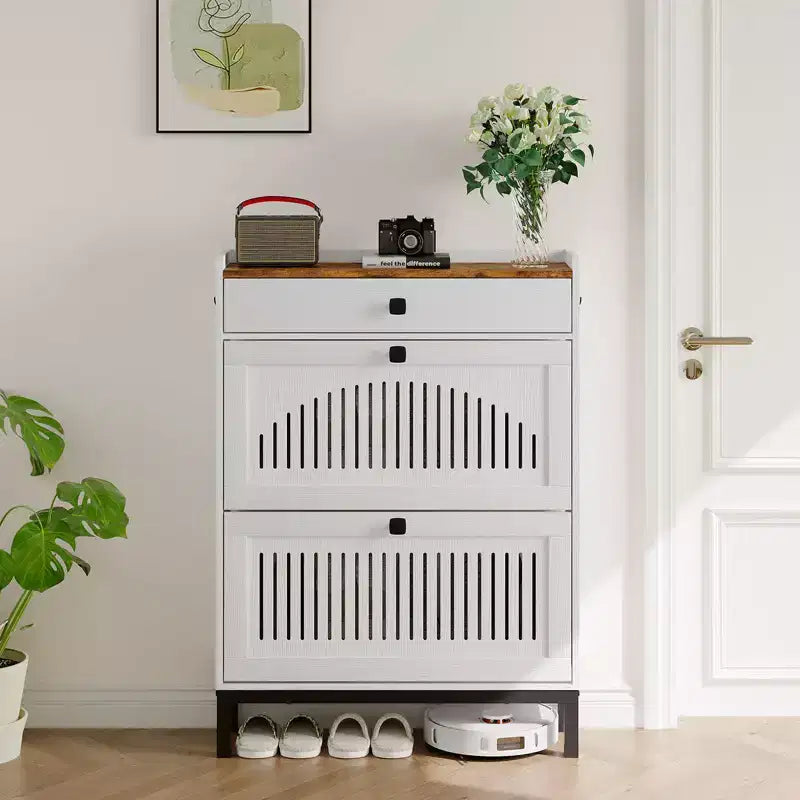 Shoe Storage Cabinet with 2 Flip Drawer, Shoes Organizer with with Top Drawer, Adjustable Shoe Rack