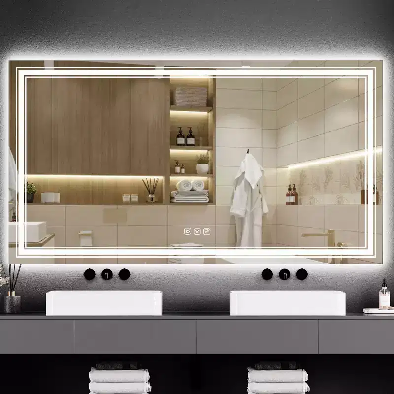 LED Backlit & Front-Lit Bathroom Mirror with Anti-Fog & Dimming