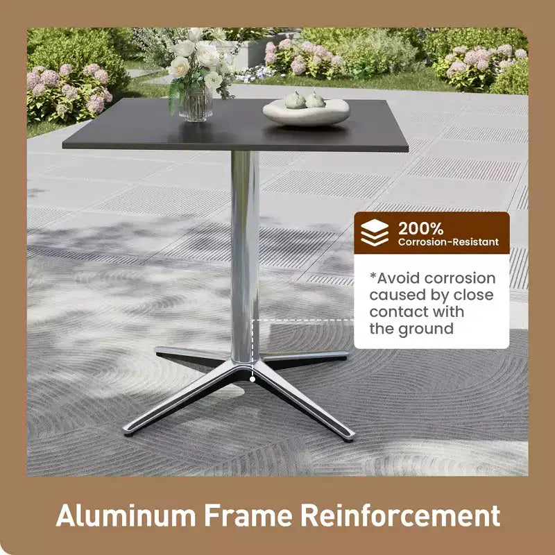 Captiva Designs 5pc Patio Dining Table with X-Shaped Legs & Woven Pull Cord Back with Seat Cushion