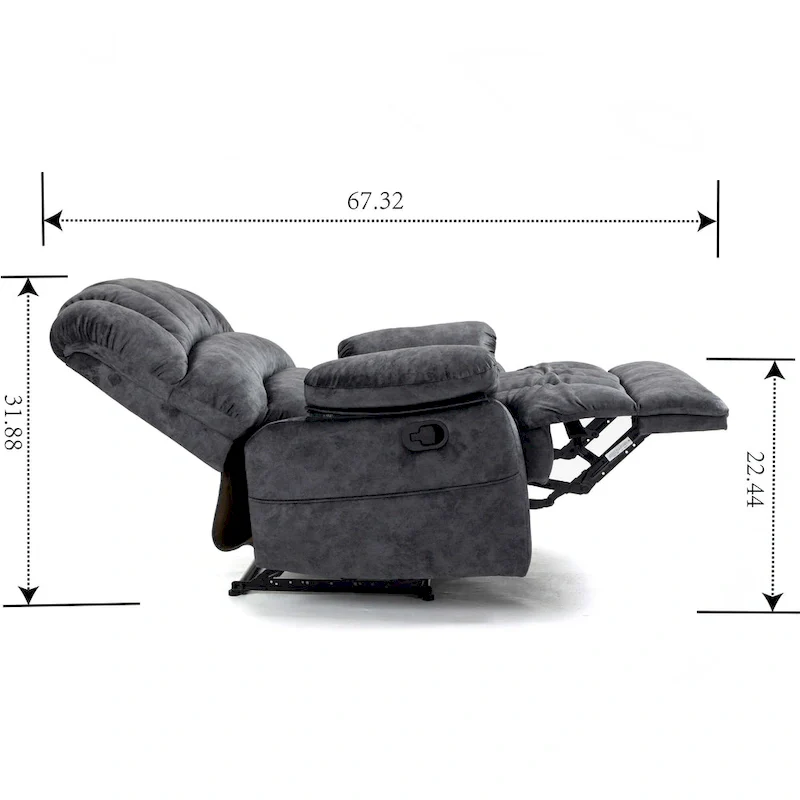 Extra-Large Manual Recliner Chair with Fabric Upholstery