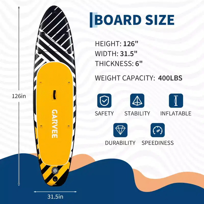 Inflatable Stand Up Paddle Board (SUP) with Premium Accessories, 2-in-1 Paddle, Wide Stable Design, Non-Slip Deck for Adults & Youth