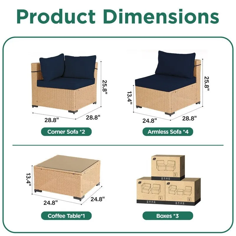 UPHA 7-Piece Wicker Outdoor Seating Group with Cushions