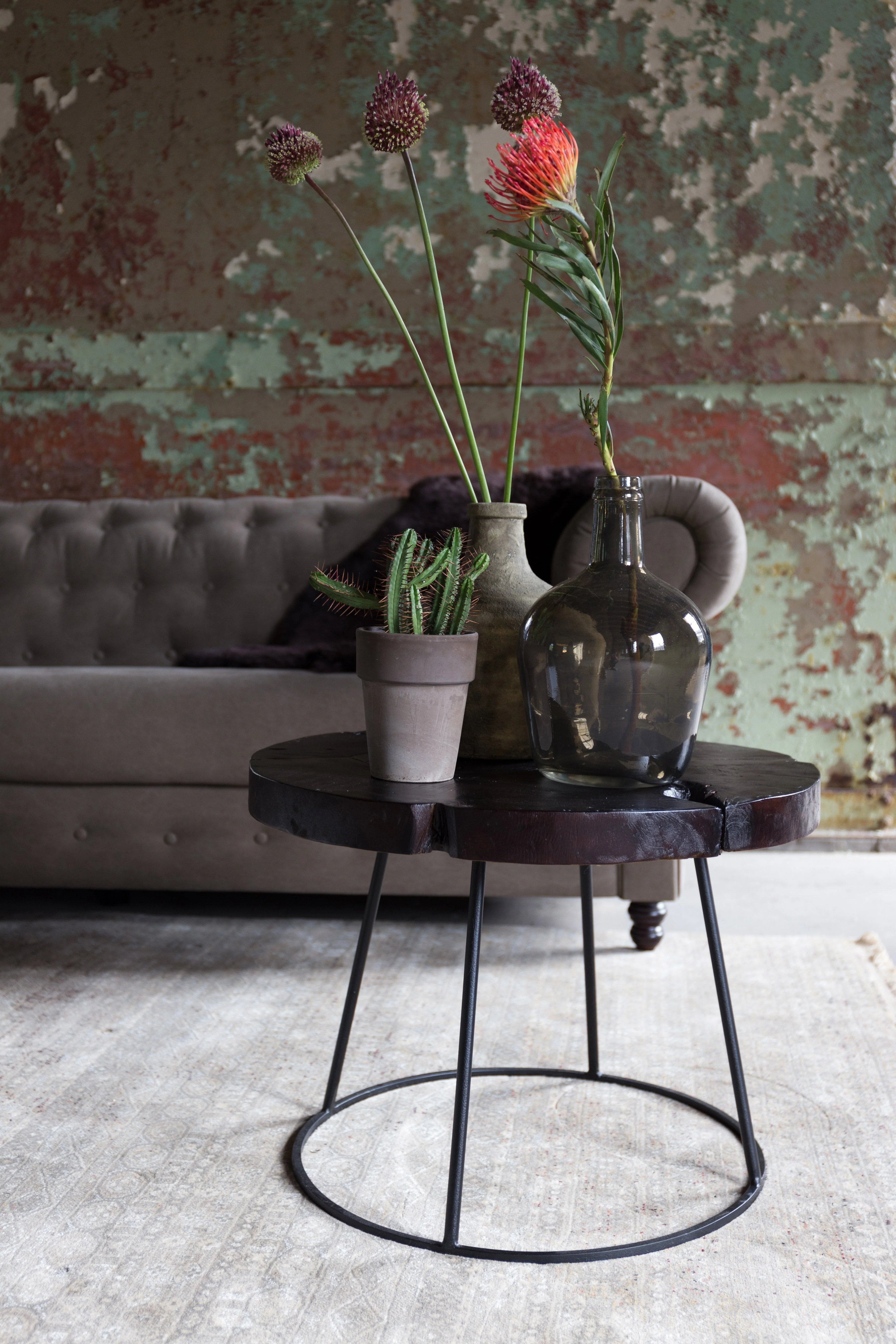 Black Teak Side Table