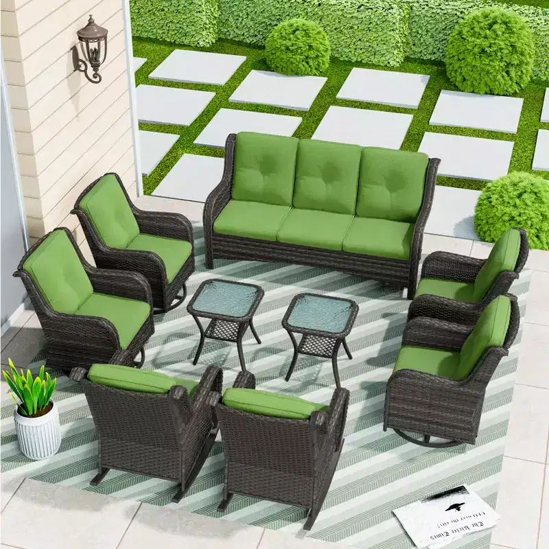 UPTIOT 9 Pieces Outdoor Wicker Sectional Sofa