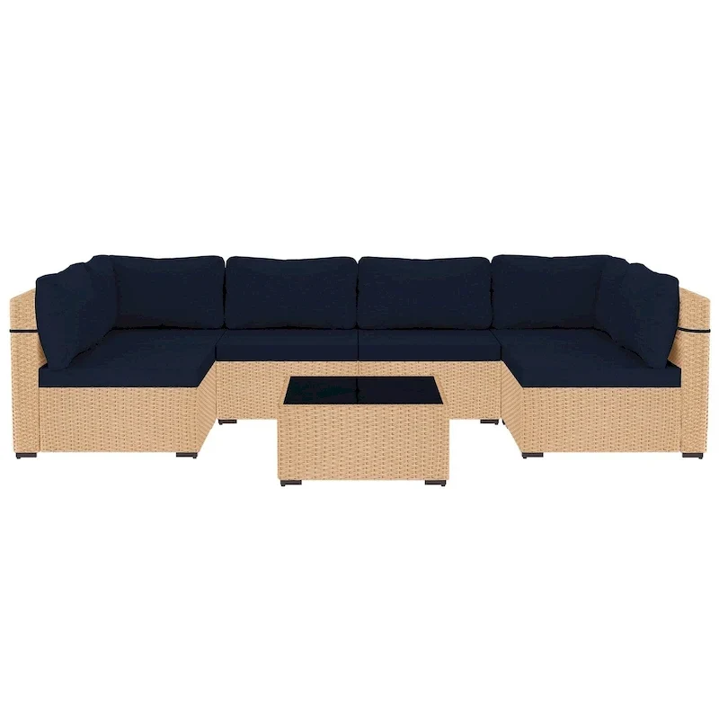 UPHA 7-Piece Wicker Outdoor Seating Group with Cushions