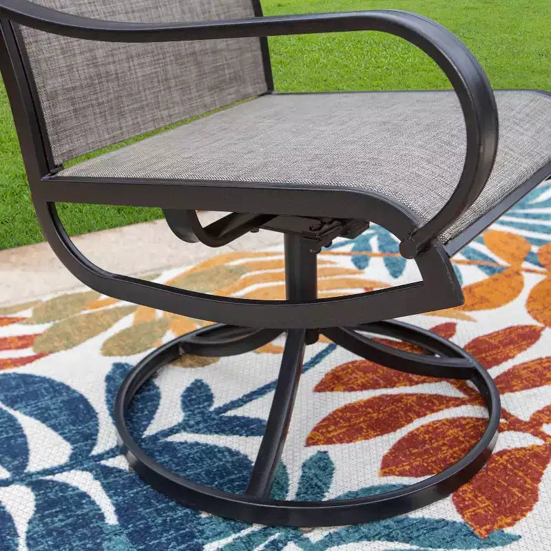 7pc Outdoor Dining Set with Faux Wood Table Top & 1.6" Umbrella Hole & Swivel Chairs - Captiva Designs