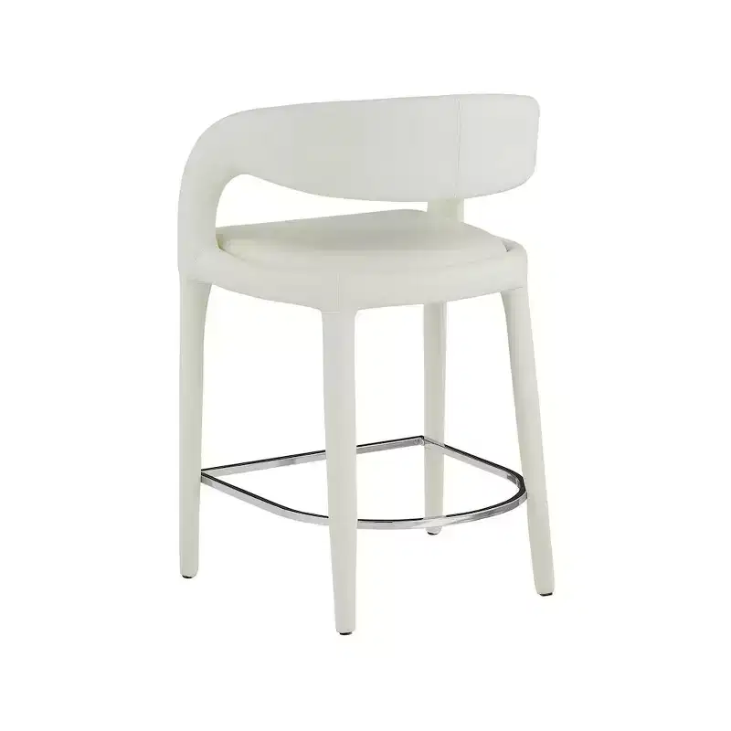 Cream Faux Leather Counter Height Bar Stool