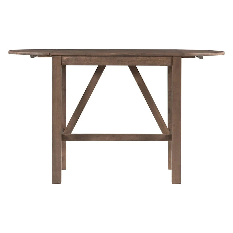 Rustic Style Wooden 3-Piece Dining Table Set with Drop Leaf and 2 Upholstered Dining Chairs